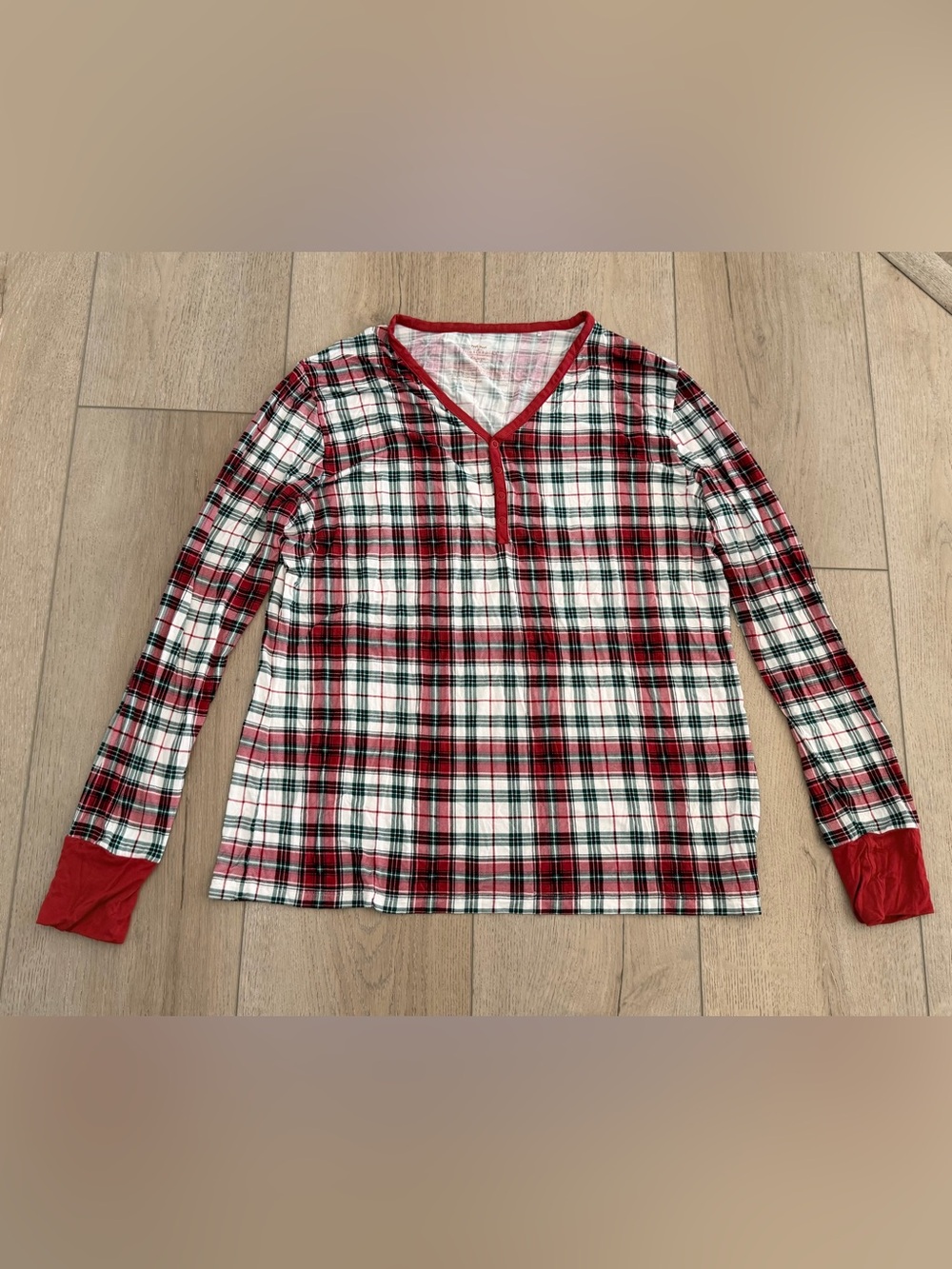 ❤️ Little Sleepies Holiday Plaid Bamboo Pajama Top Henley Women's XL